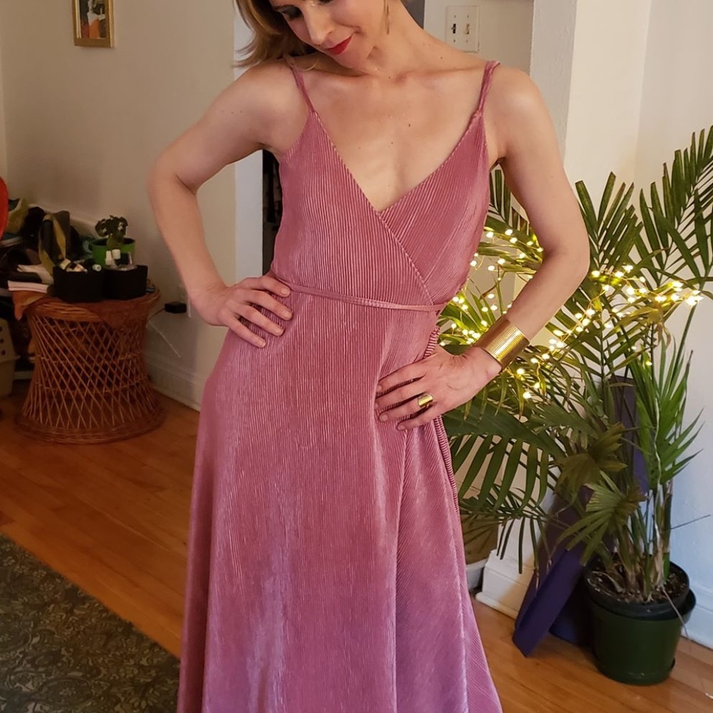 Lustre Rose Maxi Slit Dress